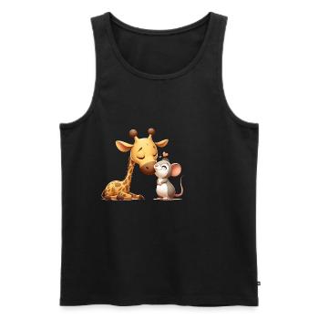 Girafe Câlin Et Souris Amoureuse - Débardeur bio Premium Homme - noir - Devant - AI Model Male 178 light (178cm)