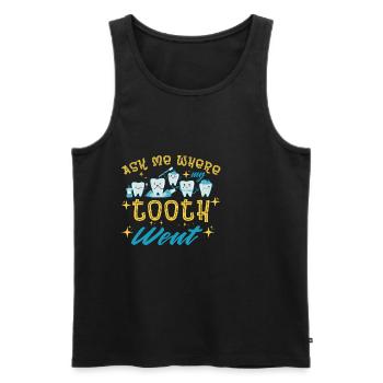 Ask Me Where My Tooth Went - Men's Premium Organic Tank Top - black - Front - AI Model Male 178 light (178cm)