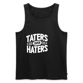 taters sur haters 13 - Débardeur bio Premium Homme - noir - Devant - AI Model Male 178 light (178cm)