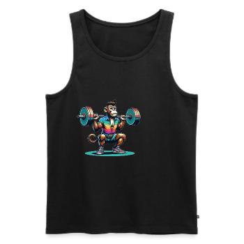 Cool Monkey Squatting In The Gym - Männer Premium Bio Tank Top - Schwarz - Vorne - AI Model Male 178 light (178cm)