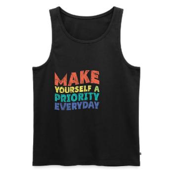 Make Yourself A Priority Everyday 3 - Männer Premium Bio Tank Top - Schwarz - Vorne - AI Model Male 178 light (178cm)