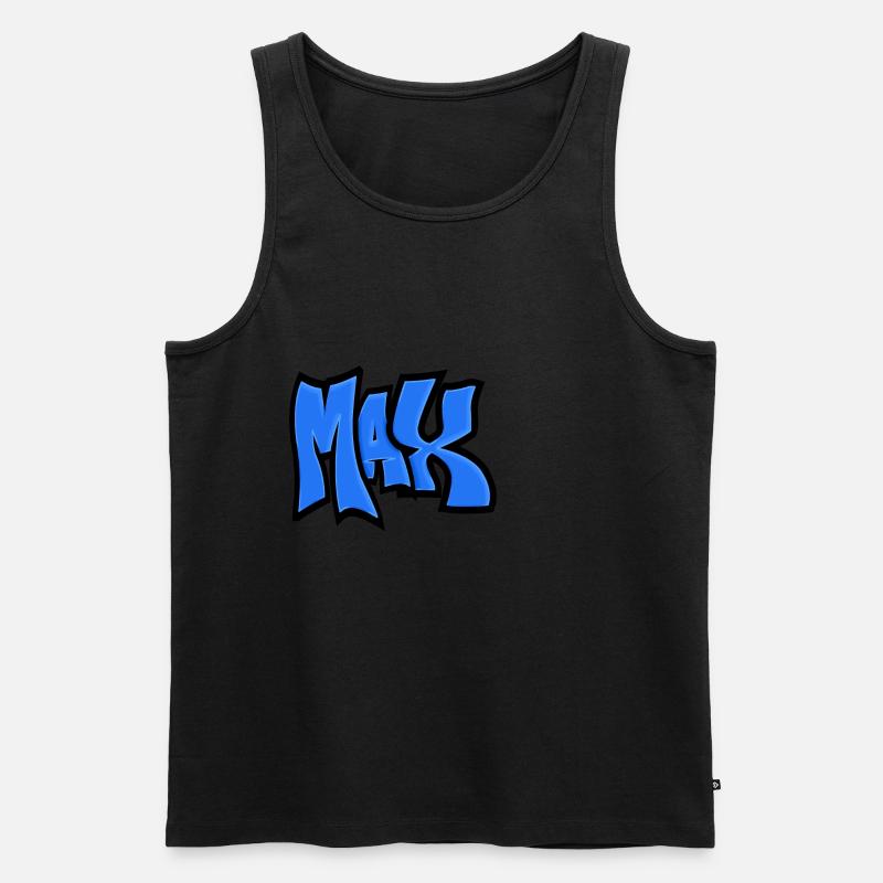 Max Graffiti Name blue - Men's Premium Organic Tank Top - black