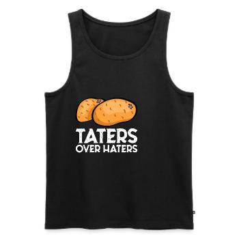 Taters sur Haters 7 - Débardeur bio Premium Homme - noir - Devant - AI Model Male 178 light (178cm)