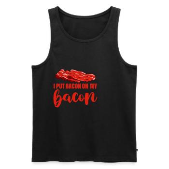 Je mets du bacon sur mon bacon 4 - Débardeur bio Premium Homme - noir - Devant - Michal (187cm)