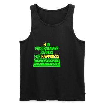 H In Programmer Stands For Happiness 4 - Männer Premium Bio Tank Top - Schwarz - Vorne - AI Model Male 178 light (178cm)