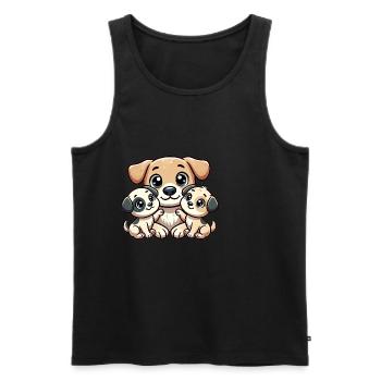 Parent chien aimant avec deux enfants mignons - Débardeur bio Premium Homme - noir - Devant - Michal (187cm)