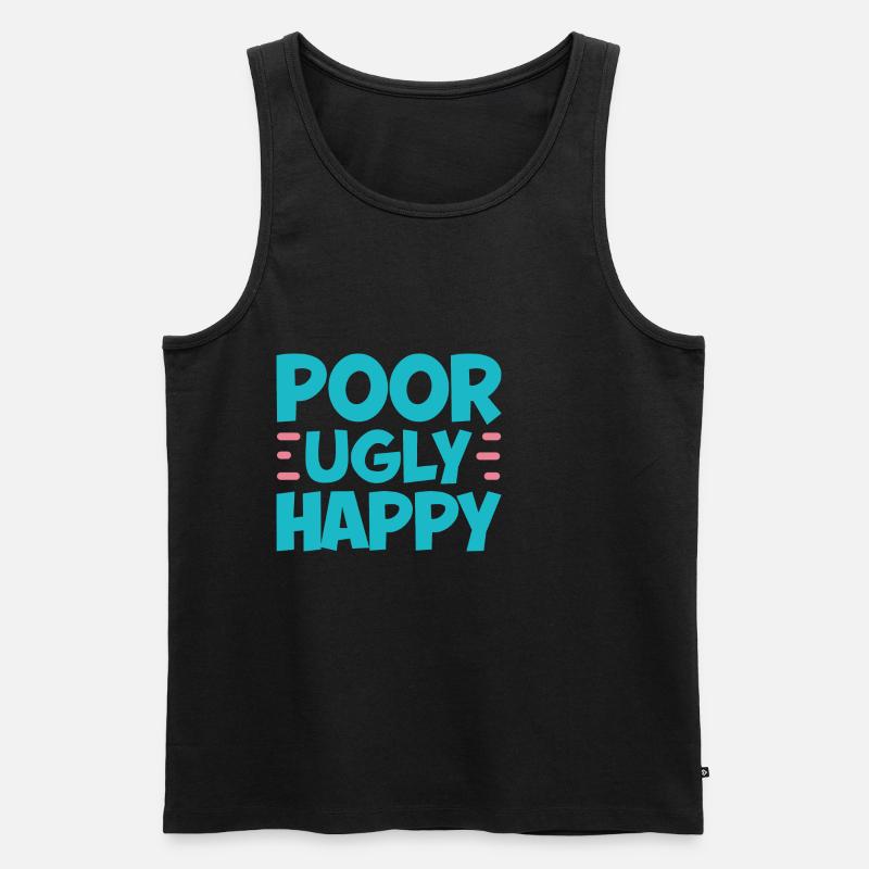 Poor Ugly Happy 2 - Männer Premium Bio Tank Top - Schwarz