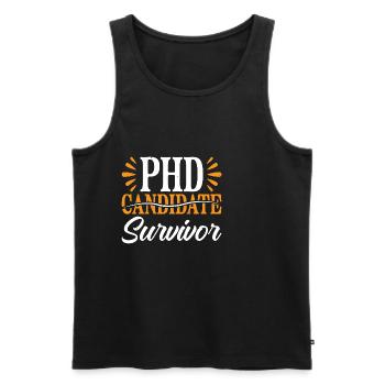 PhD Candidate Survivor 14 - Men's Premium Organic Tank Top - black - Front - AI Model Male 178 light (178cm)