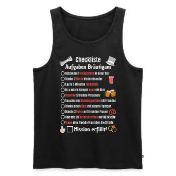 JGA Ideen Checkliste Aufgaben Bräutigam - Männer Premium Bio Tank Top - Schwarz - Vorne - AI Model Male 178 light (178cm)