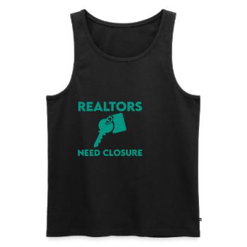 Realtors Need Closure 2 - Men's Premium Organic Tank Top - black - Front - AI Model Male 178 light (178cm)