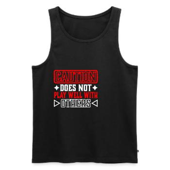 Caution Does Not Play Well With Others 67 - Männer Premium Bio Tank Top - Schwarz - Vorne - AI Model Male 178 light (178cm)