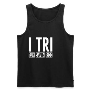I Tri, Run Swim Ride - Débardeur bio Premium Homme - noir - Devant - Michal (187cm)