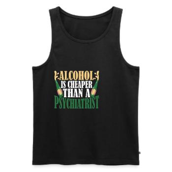 Alcohol Is Cheaper Than A Psychiatrist 3 - Männer Premium Bio Tank Top - Schwarz - Vorne - Michal (187cm)