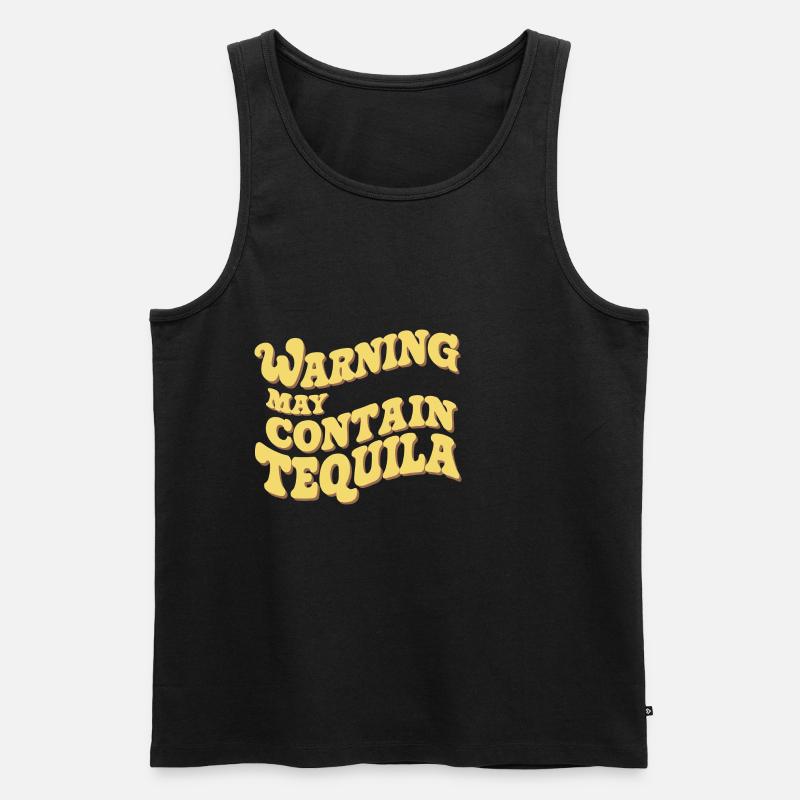 Warning May Contain Tequila 12 - Männer Premium Bio Tank Top - Schwarz