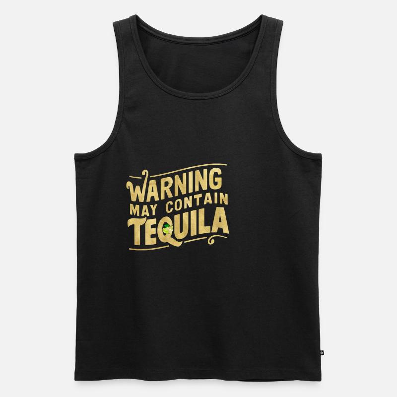 Warning May Contain Tequila 14 - Männer Premium Bio Tank Top - Schwarz