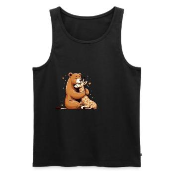 Ours Câlin Et Girafe Amoureuse - Débardeur bio Premium Homme - noir - Devant - Michal (187cm)