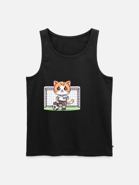 Cute Soccer Player Cat - Men's Premium Organic Tank Top - black