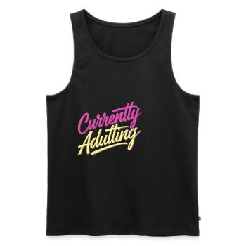 Currently Adulting 9 - Männer Premium Bio Tank Top - Schwarz - Vorne - AI Model Male 178 light (178cm)