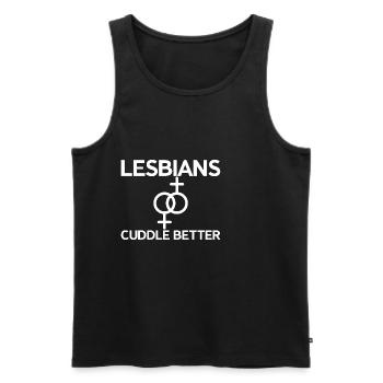 Lesbians Cuddle Better 2 - Männer Premium Bio Tank Top - Schwarz - Vorne - AI Model Male 178 light (178cm)