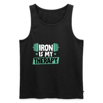 Iron Is My Therapy 6 - Men's Premium Organic Tank Top - black - Front - Michal (187cm)