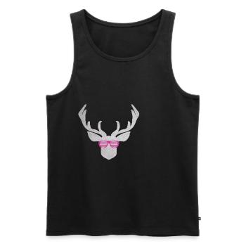 Deer with pink glasses in silver colored texture - Men's Premium Organic Tank Top - black - Front - Michal (187cm)