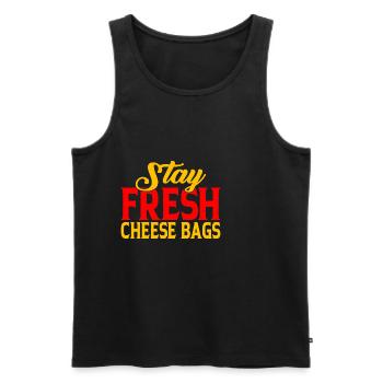 Stay Fresh Cheese Bags 30 - Men's Premium Organic Tank Top - black - Front - AI Model Male 178 light (178cm)