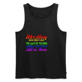 Wrestling, The Art Of Folding Clothes 3 - Men's Premium Organic Tank Top - black - Front - Michal (187cm)