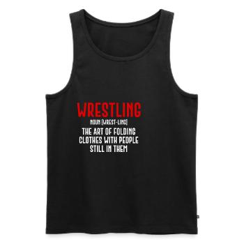 Wrestling, The Art Of Folding Clothes 4 - Men's Premium Organic Tank Top - black - Front - Michal (187cm)