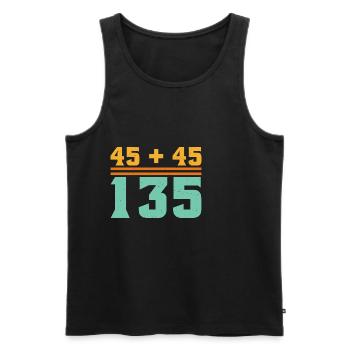 45 + 45 = 135 5 - Men's Premium Organic Tank Top - black - Front - AI Model Male 178 light (178cm)