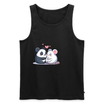 Câlin Panda Et Souris Amoureux - Débardeur bio Premium Homme - noir - Devant - AI Model Male 178 light (178cm)