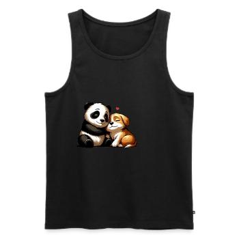 Cuddling Dog And Panda In Love - Men's Premium Organic Tank Top - black - Front - AI Model Male 178 light (178cm)