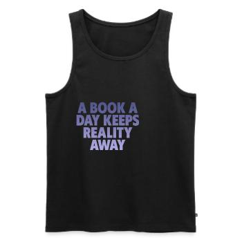 A Book A Day Keeps Reality Away - Men's Premium Organic Tank Top - black - Front - AI Model Male 178 light (178cm)