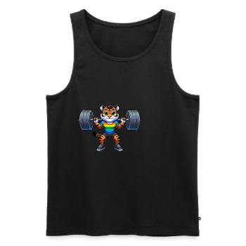 Rainbow Tiger Squatting In The Gym - Männer Premium Bio Tank Top - Schwarz - Vorne - Michal (187cm)