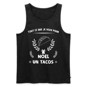 Tout ce que je veux pour Noël, un Tacos - Débardeur bio Premium Homme - noir - Devant - AI Model Male 178 light (178cm)