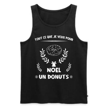 Tout ce que je veux pour Noël, un DONUTS - Débardeur bio Premium Homme - noir - Devant - AI Model Male 178 light (178cm)