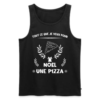 Tout ce que je veux pour Noël, Une pizza - Débardeur bio Premium Homme - noir - Devant - AI Model Male 178 light (178cm)