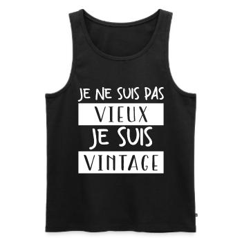 Je ne suis pas vieux, je suis vintage. - Débardeur bio Premium Homme - noir - Devant - Michal (187cm)