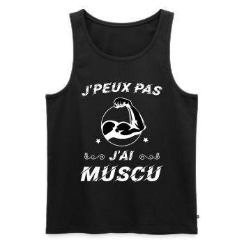 J peux pas j ai muscu - Débardeur bio Premium Homme - noir - Devant - AI Model Male 178 light (178cm)