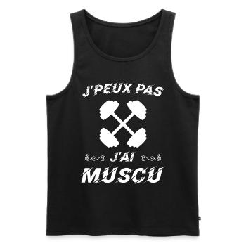 J peux pas j ai muscu - Débardeur bio Premium Homme - noir - Devant - AI Model Male 178 light (178cm)