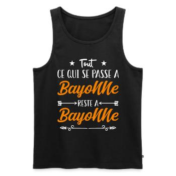 Tout ce qui se passe a Bayonne reste a Bayonne. - Débardeur bio Premium Homme - noir - Devant - AI Model Male 178 light (178cm)