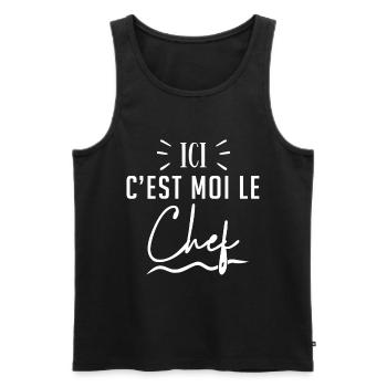 Ici c est moi le chef - Débardeur bio Premium Homme - noir - Devant - AI Model Male 178 light (178cm)