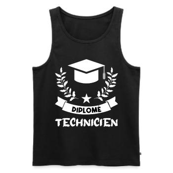 diplômé technicien. - Débardeur bio Premium Homme - noir - Devant - Michal (187cm)