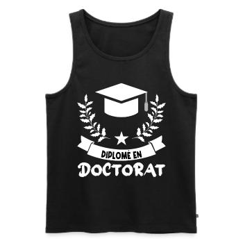 Diplômé en doctorat Humour. - Débardeur bio Premium Homme - noir - Devant - Michal (187cm)