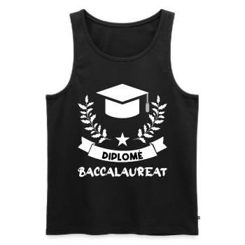 Diplôme de baccalauréat - Débardeur bio Premium Homme - noir - Devant - AI Model Male 178 light (178cm)