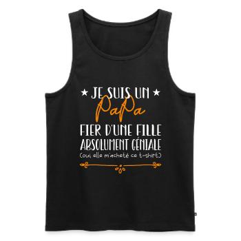 Je suis un papa fier d'une fille - Débardeur bio Premium Homme - noir - Devant - Michal (187cm)