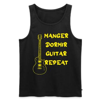 répéter manger dormir guitare tous les jours - Débardeur bio Premium Homme - noir - Devant - AI Model Male 178 light (178cm)