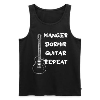répéter manger dormir guitare tous les jours - Débardeur bio Premium Homme - noir - Devant - AI Model Male 178 light (178cm)