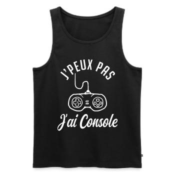 j'peux pas j'ai console - Débardeur bio Premium Homme - noir - Devant - Michal (187cm)