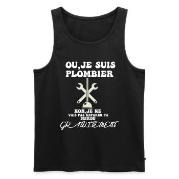 oui je suis plombier - Débardeur bio Premium Homme - noir - Devant - Michal (187cm)