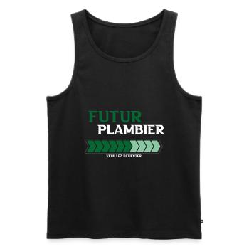 futur plombier - Débardeur bio Premium Homme - noir - Devant - Michal (187cm)